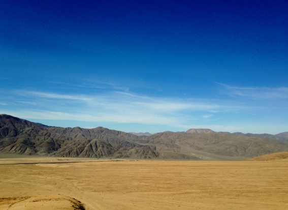Getting closer to Calama on our bus ride, lots of desert